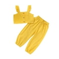 thumbnail image 1 of Mialoley Kids Baby Girl Clothes Set Sleeveless Ruffle Button Cropped Vest Tracksuits, 1 of 8