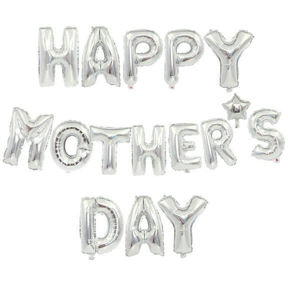 Shipiny Happy Mother’s Day Aluminum Foil Balloon Letter Set, Decorative Supplies for Mother’s Day Party, Perfect for Home Celebration and Venue Layout, Warm Gift, Mother's Day Ornament, White