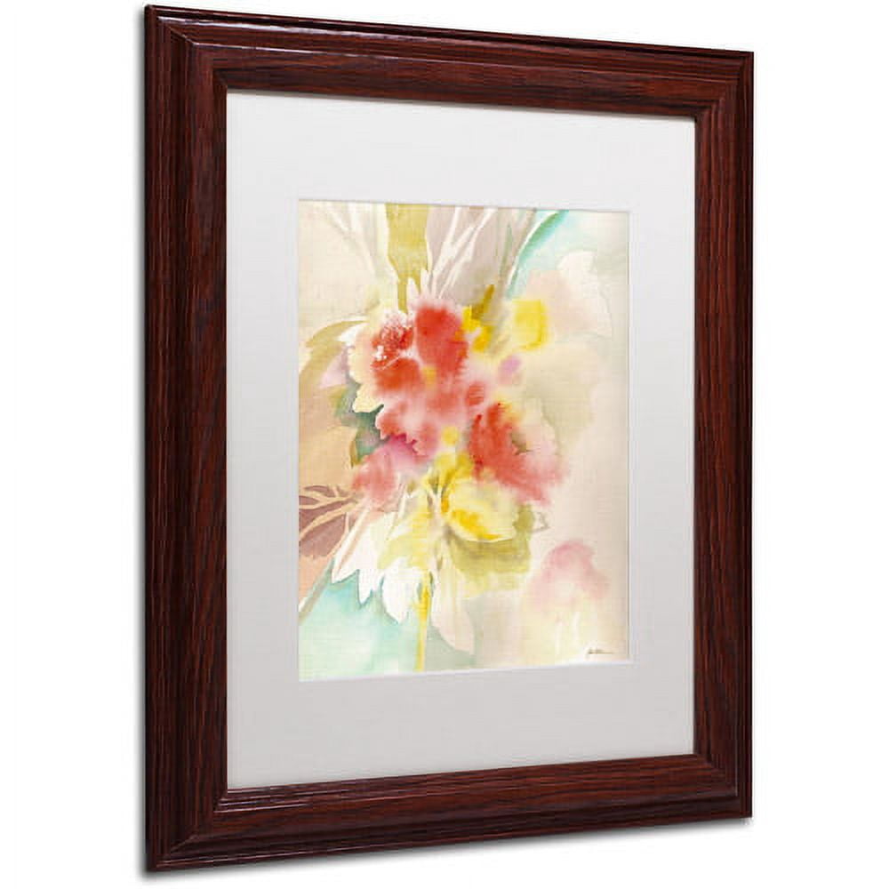 Trademark Fine Art "Red Flower Shadows" Canvas Art by Sheila Golden, White Matte, Wood Frame
