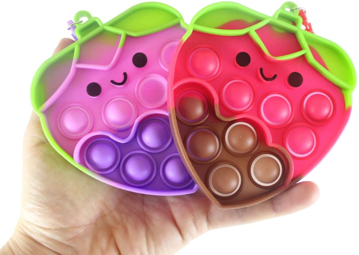 NEW DESIGN Strawberry Fidget Poppit Simple Dimple Popper Fidget Toy 
