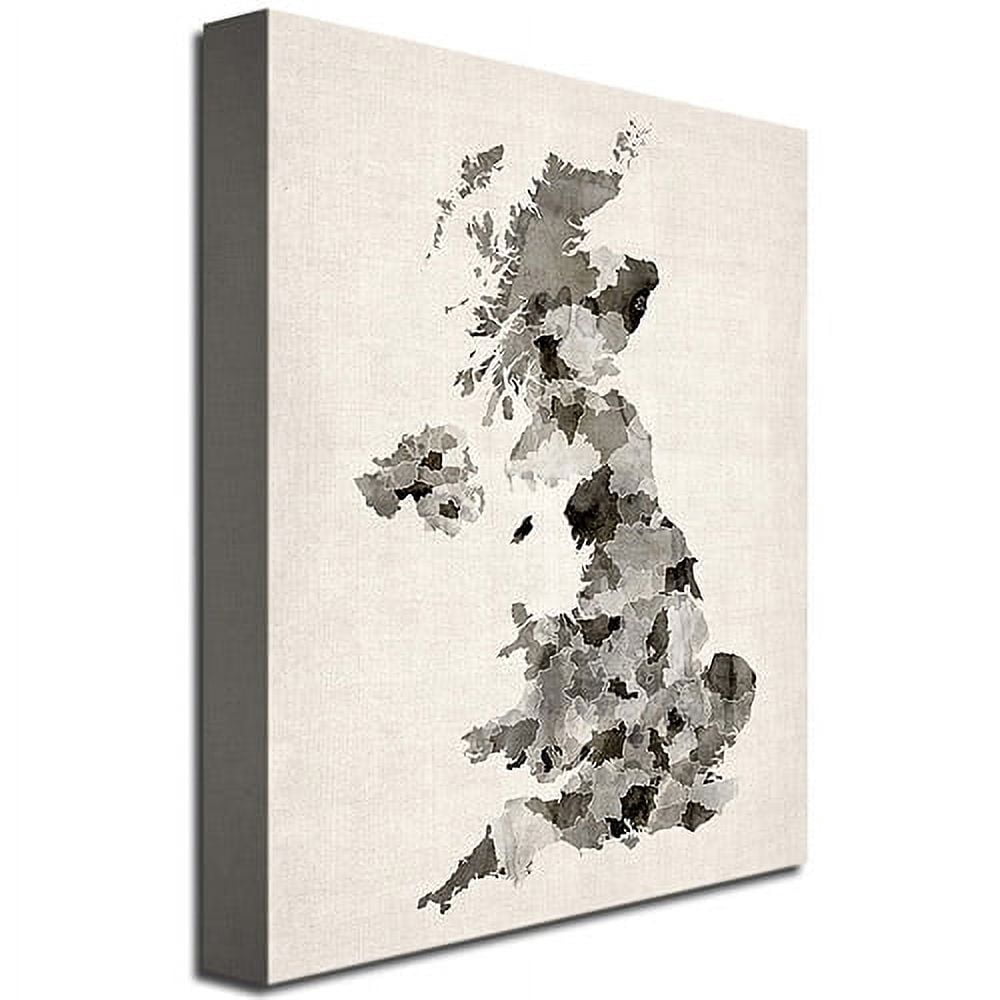 Trademark Art "UK Watercolor Map" Canvas Wall Art by Michael Tompsett