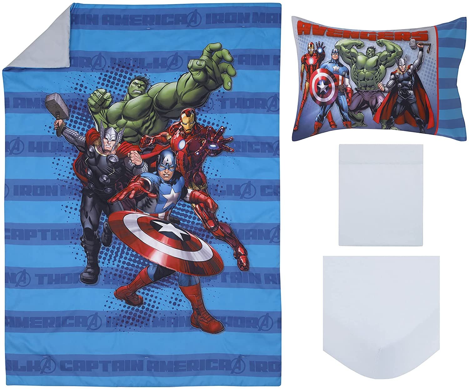 Crown Crafts Marvel Avengers 4 Piece Bedding Sets, Toddler Bed with Bedspread, Fitted Bottom Sheet, Flat Top Sheet, Pillowcase - image 2 of 7