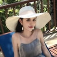 thumbnail image 4 of HONHUZH Summer Hats Womens Wide Brim Straw Sun Hat With Satin Bow Foldable Summer Beach Hat, 4 of 7