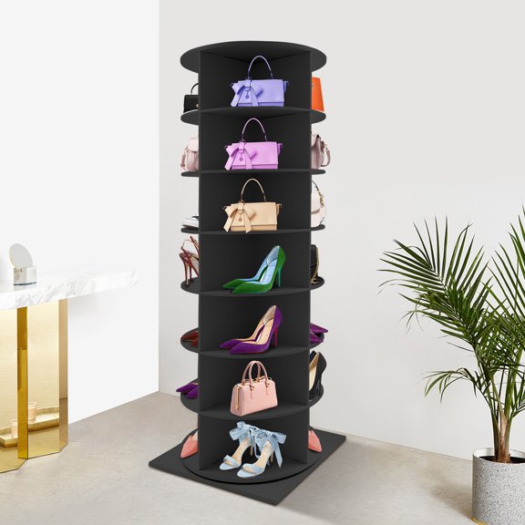 Black 360° Rotating Shoe Rack, Free Standing Shoe Rack, Shoe Organizer 7-tier Design Accommodate Up To 28 Pairs Of Shoes