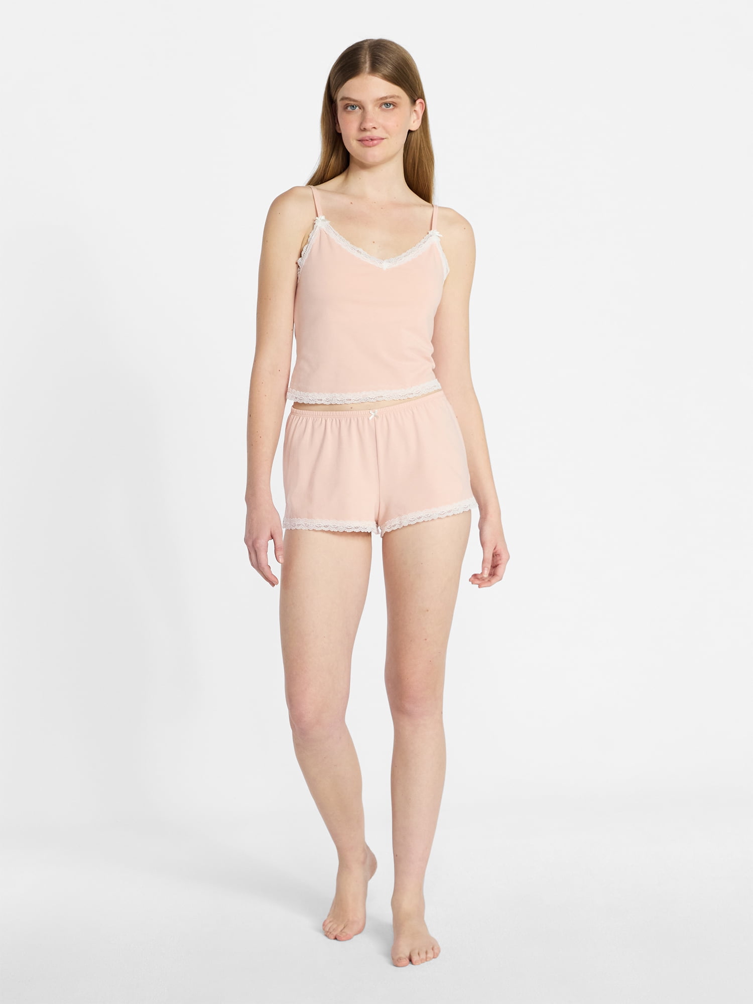 No Boundaries Single Jersey Lace Sleep Cami Top, Women's XXS-3X