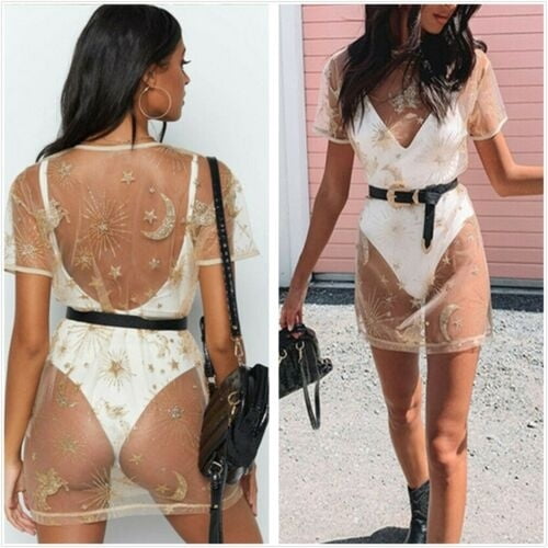 gold sequin beach cover up