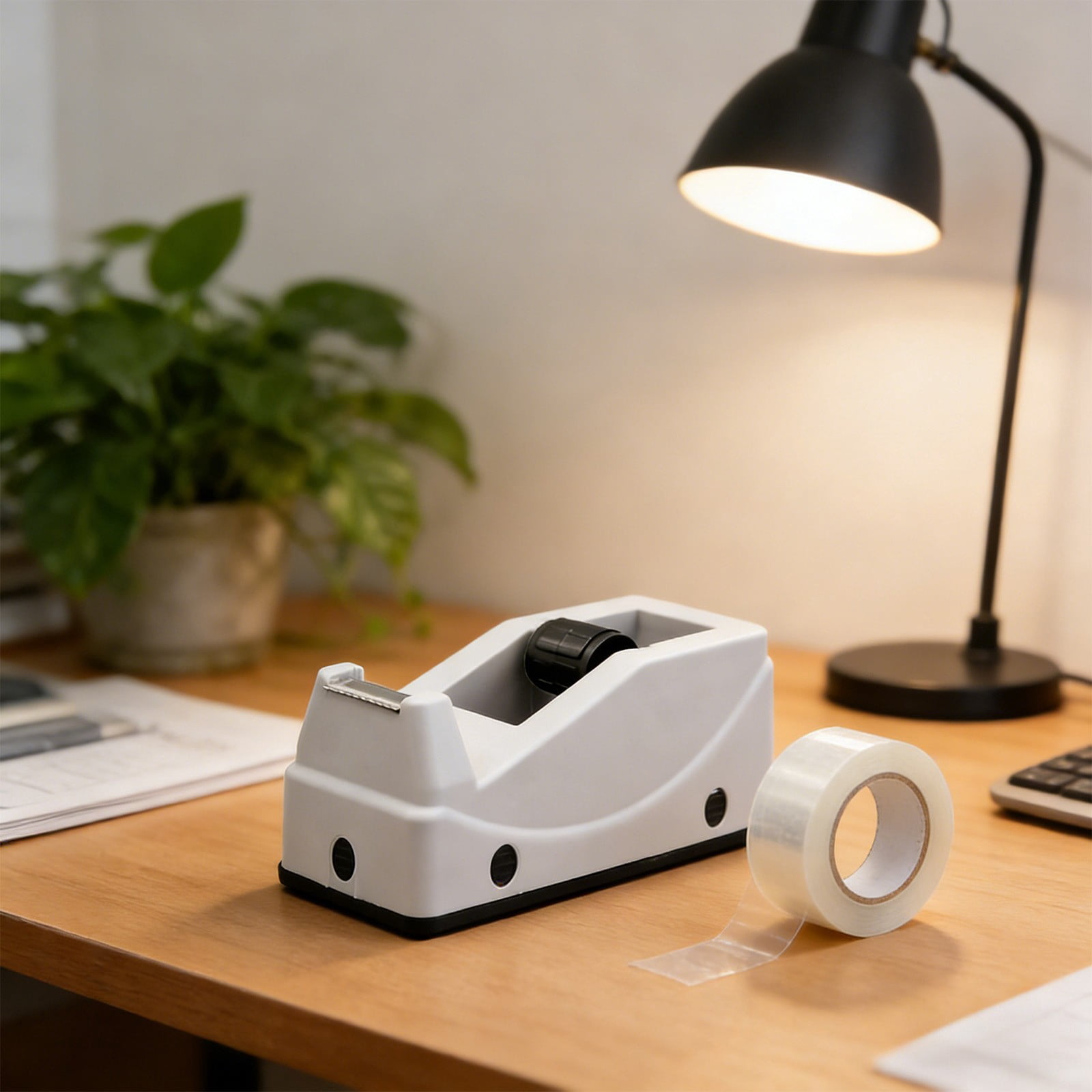 Heavy Duty Tape Holder Dispenser, 5.8×2.5in Desktop Non-Slip Tape Cutter, Compatible with ≤1.18in Width Tape, Home Office Desk Stationery, Gray