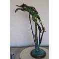 thumbnail image 5 of Nifao Large Frog Jumping Forward Bronze Statue on Marble – Home Decor Sculpture, 25"L x 15"W x 36"H, 5 of 11