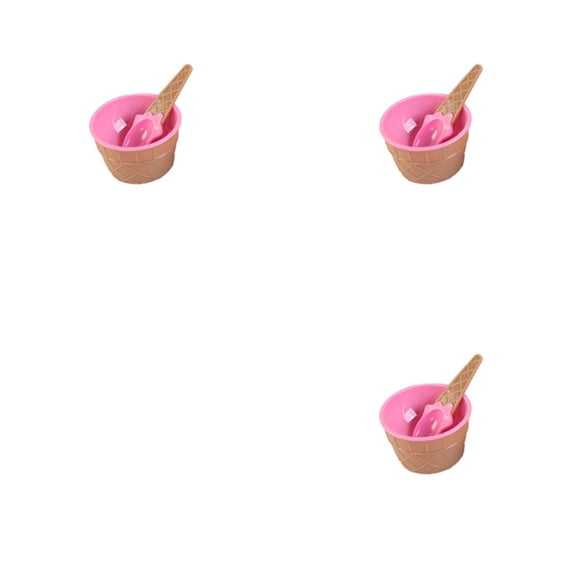 Cateissary Ice Cream Dessert Bowl Party Activity Set Spoons Garden Small Home Bowls DIY Kitchen Scoop Gifts Tableware Outdoor Color aleatorio 3piezas