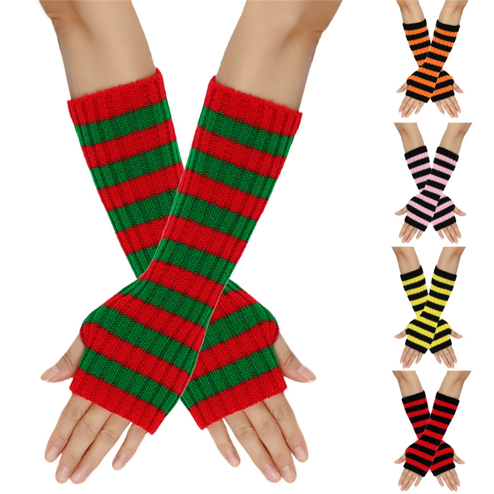 Opaque stripes arm warmer 422-BLACK-NGREEN - Walmart.com