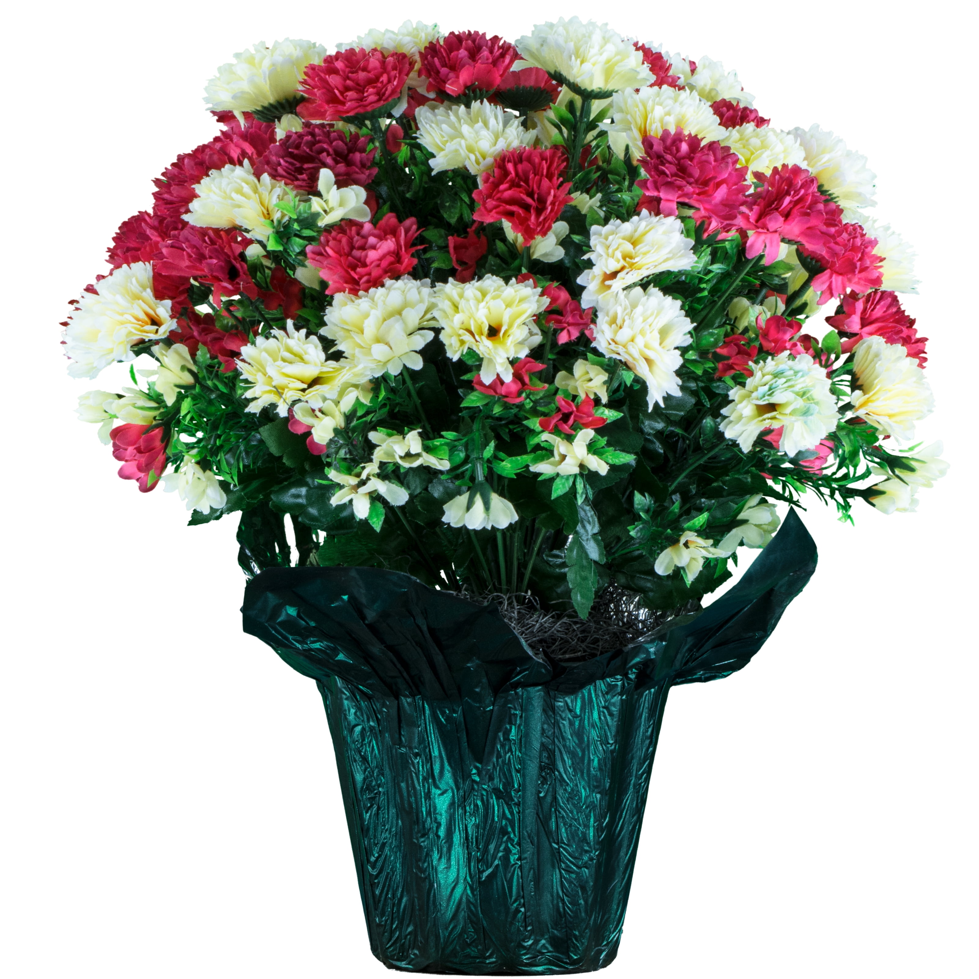 Sympathy Silks Memorial Artificial Flowers Weighted Pot Bouquet