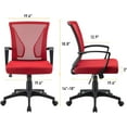 thumbnail image 3 of Furniwell Office Chair Home Office Desk Chair Mid Back Mesh Desk Chair Ergonomic Lumbar Support Computer Chair Swivel Rolling Task Chair with Armrest (Red), 3 of 14