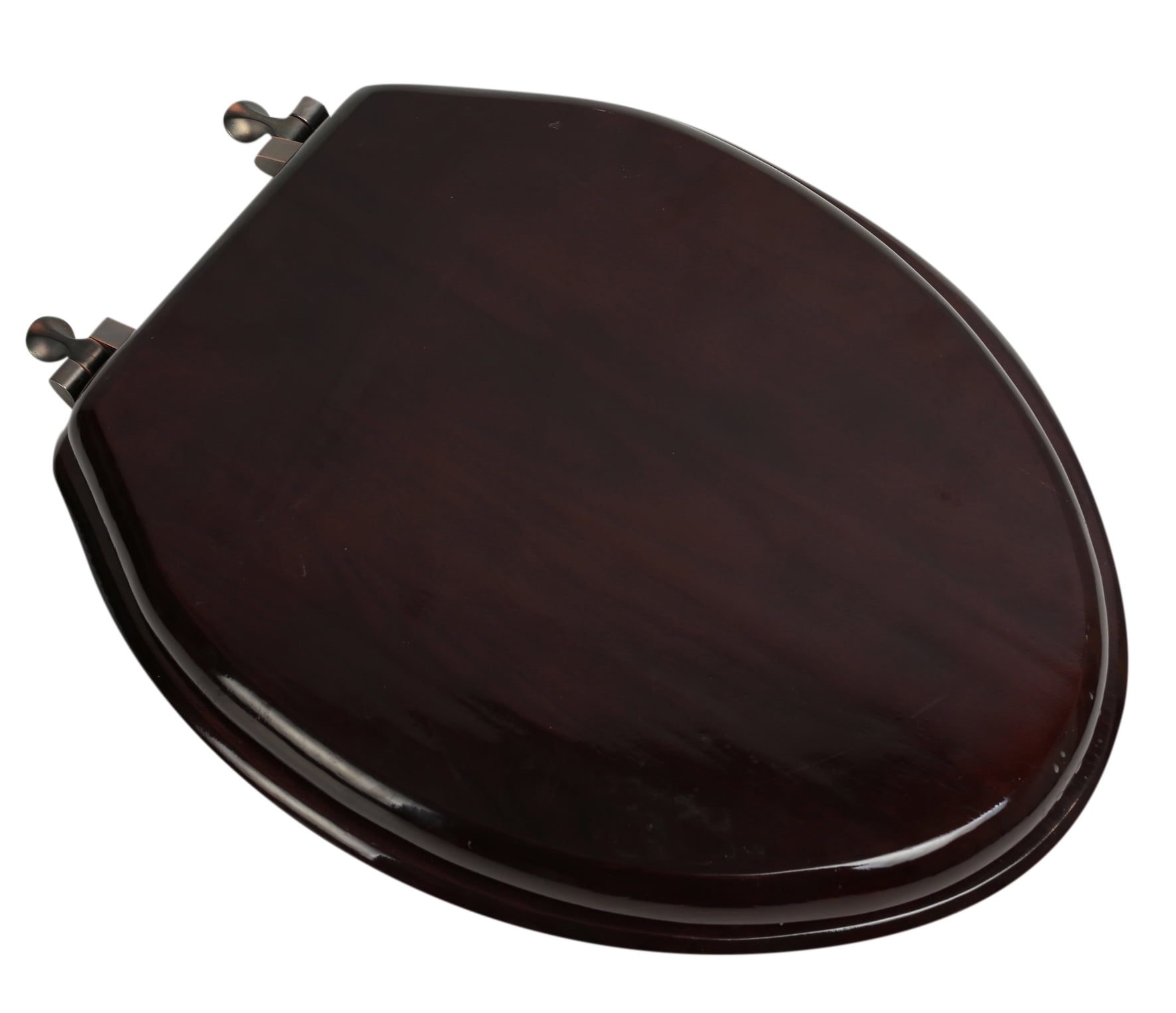 BathDecor Mahogany Finish Designer Solid Elongated Oak Wood Toilet Seat