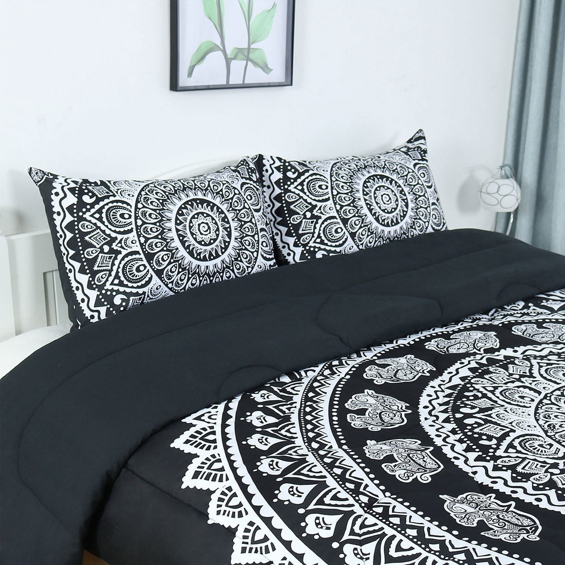 Unique Bargains 3-Piece Bohemian Luxury Polyester Comforter Set 100%Polyester Queen