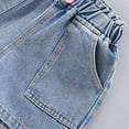 thumbnail image 3 of Kukoosong Girls Shorts Big Girls Summer Thin Colorful Buttons Elastic Waist Shining Jean Perforated Jean Shorts Blue 6-7 Years, 3 of 7
