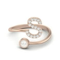 thumbnail image 1 of Bague Initiale Perle pour Femmes Bague Réglable Ouverte devant Bijou 925 Argent Sterling Rose Vermeil, 1 of 3