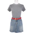 thumbnail image 4 of Cinturones de hebilla cuadrada dorada INSPIRE CHIC para mujer, 1.1" de ancho, banda de cintura de cuero sintético simple y de moda para vestidos y jeans 40.6x1.1" rojo, 4 of 5