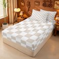 thumbnail image 2 of meiyoeat Modern Geometric Plaid Zipper Full Size Comforter Sets with Fitted Sheet and 2 Pillowcases,Abstract Piexal Pattern Zipper Bedding Set,Reversible,4 Pieces, 2 of 7
