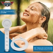 RV Shower Head with Hose ABS Outdoor RV Shower Hose Kit Replacement with ON/OFF Switch for RV, Trailer, Campers, Motorhomes, Fifth Wheels, Boats (White)