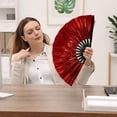thumbnail image 2 of Boots on The Ground Fan, Large Holographic Folding Hand Fan, Clap Fans For Line Dancing, Foldable Craft Holding Laser Colors Hand Fan, Party, Dance Enthusiasts Gift, 1Pc, Multicolor(Red,25x13"), 2 of 9