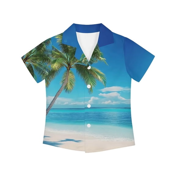 Garronmavis Hawaiian Shirts for Boys 3T-4T Short Sleeve Button Down Collar Shirt Toddlers Casual Beach Vacation Clothes Lightweight Breathable Summer Tops School Daily Wear
