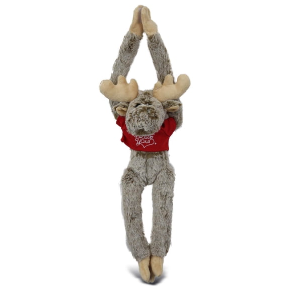Dollibu I Love You Shirt Hanging Moose Plush - 21 inches