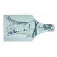 thumbnail image 1 of Winter Cutting Board, Sketchy Graphic of a Downhill Ski Elements in Snow Relax Calm View, Decorative Tempered Glass Cutting and Serving Board, Wine Bottle Shape, Blue White, by Ambesonne, 1 of 1