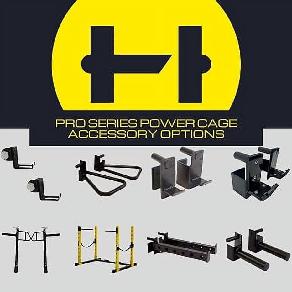 HulkFit Multi-Function Power Cage Rack Crossfit Attachments, J-Hooks, Dip Bars, Weight Plate Holders, T-Bar Row Platform, Barbell Clamp Collars, Hangers and Others (Dip Bars, Circle), Black