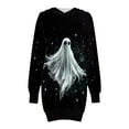 thumbnail image 4 of Halloween Dress for Women Skull Hoodie Dress Gothic Rose Print Costume Spooky Pullover Tunic Outfit, 4 of 6