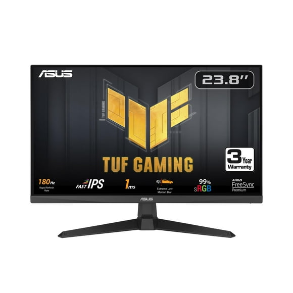 ASUS TUF Gaming 24†(23.8 inch viewable) 1080P Monitor (VG249Q3A) - Full HD, 180Hz, 1ms, Fast IPS, Extreme Low Motion Blur, FreeSync Premium, Speakers, DisplayPort, HDMI, Variable Overdrive, 99% sRG