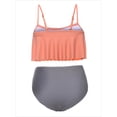 thumbnail image 3 of Ropa de talla grande Conjunto de bikini de cintura alta para mujer Trajes de baño de bikini de cuello alto de dos piezas para mujer Trajes de baño modestos, Pink-L Sailing Electrónica, 3 of 6