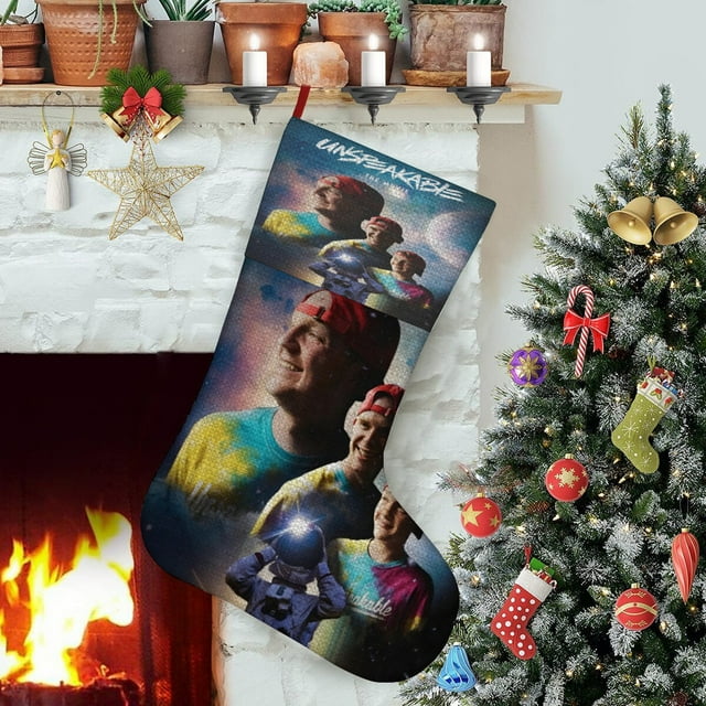 Inenarrable Tema: Calcetines de Navidad, fino lino blanco para colgar en escaleras y chimenea, decoración navideña para el hogar, regalo de Navidad. 54cm × 38cm