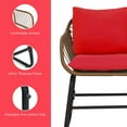 thumbnail image 6 of Costway 3PCS Patio Rattan Bistro Set Cushioned Chair Glass Table Deck Red, 6 of 11