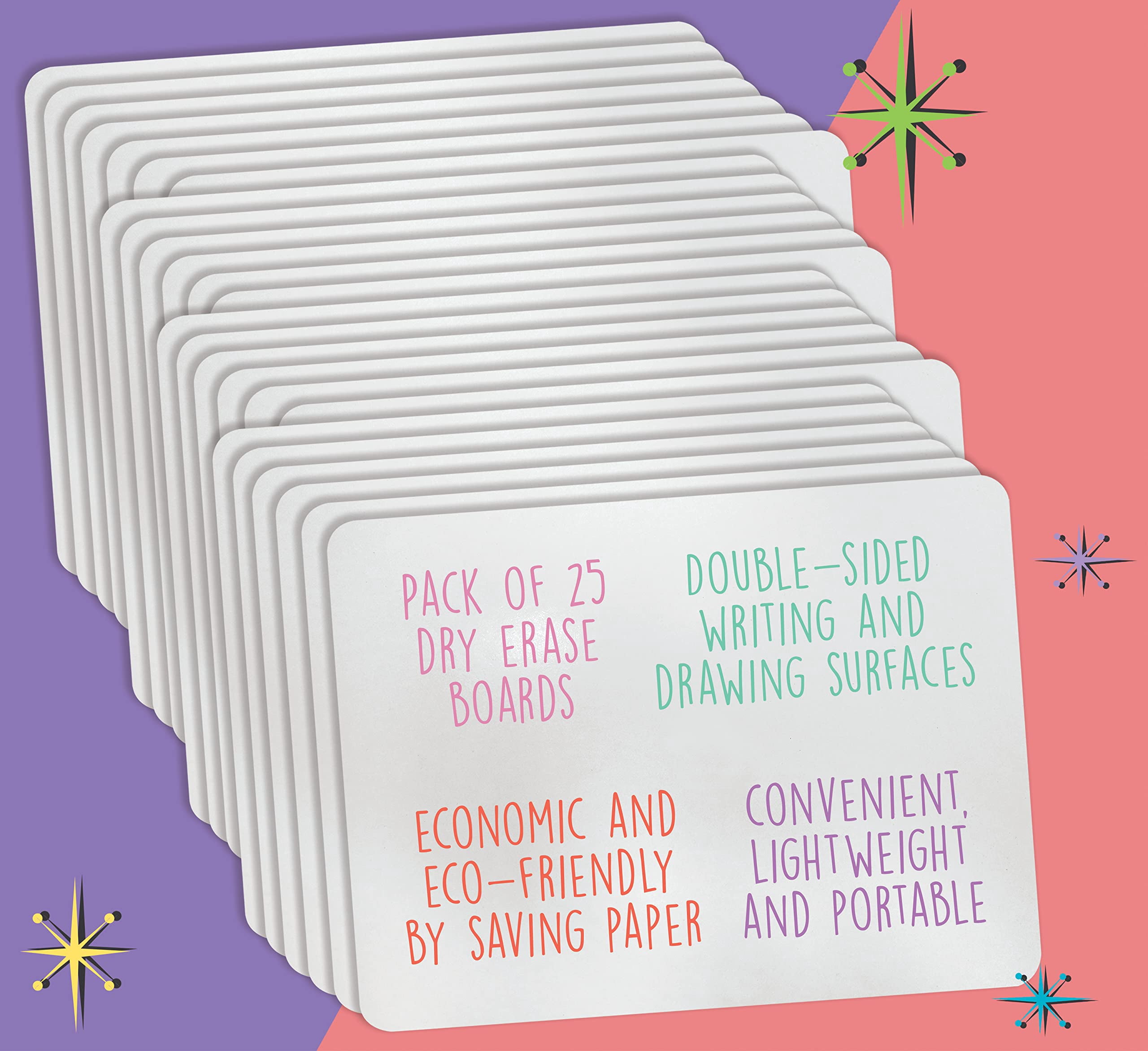 Premium Dry Erase Boards, 9" x 12", Double Sided Lapboards, Small White Board Pack, Classroom Lapboards for Students, by Better Office Products (25 Pack)