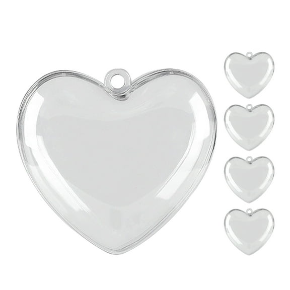 YUYUETIME 5Pack Heart Ball Ornament Clear Plastic for Crafts Decorative Pendant