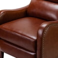 Genuine Leather Recliner Chair Set of 2 Push Back Upholstered Armchair Wingback Lounge Sofa Wood ...