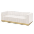 thumbnail image 6 of Better Home Products Foxy Velvet Sofa with Gleaming Gold Steel Base in Blue, Fully Assembled (Cream), 6 of 9