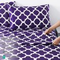 thumbnail image 5 of 100% Viscose Derived from Bamboo Sheets Full Size Set, Hotel Luxury Silky Bedding Sheets & Pillowcases, Purple Printed, 5 of 7