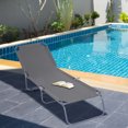 thumbnail image 2 of Outsunny Folding Outdoor Lounge Chair, Portable Reclining Beach Lounger with Breathable Mesh Fabric, Sun Lounge Bed Camping Cot for Patio, Garden, Poolside, Grey, 2 of 10