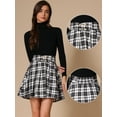 thumbnail image 2 of DARING DIVA Women's Plaid Tartan A-Line Buffalo Pleated Skirts L Black White, 2 of 6
