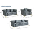 thumbnail image 4 of Hybition 3-Pieces Living Room Set Modern Velvet Sofa Set & Golden rivets-Grey, 4 of 7