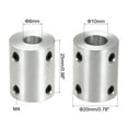 thumbnail image 2 of Uxcell 8mm to 10mm Bore Rigid Coupling 25mm Length 20mm Diameter Aluminum Alloy Shaft Connector Coupler Silver, 2 of 3