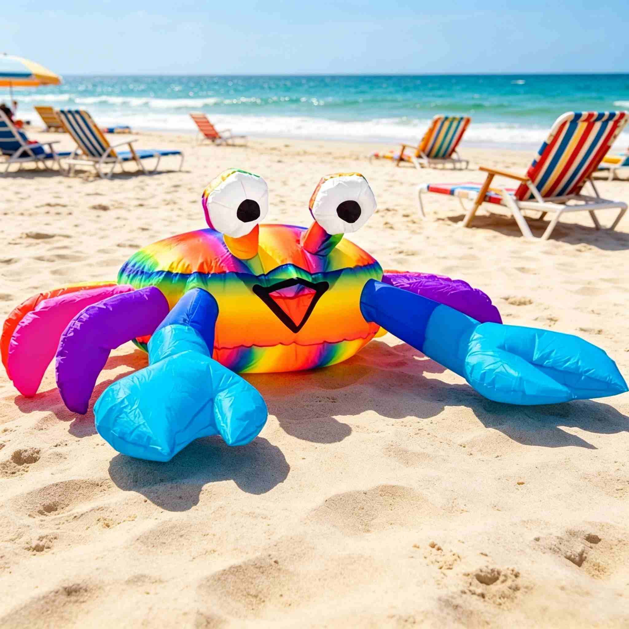 Crab Inflatable Kite For Outdoor,Multicolor Ground Crab Kite Jumping with The Wind,3D Ground Crab Ornament For Beach,Patio,Lawn,Summer Decoration For Seaside Ornament