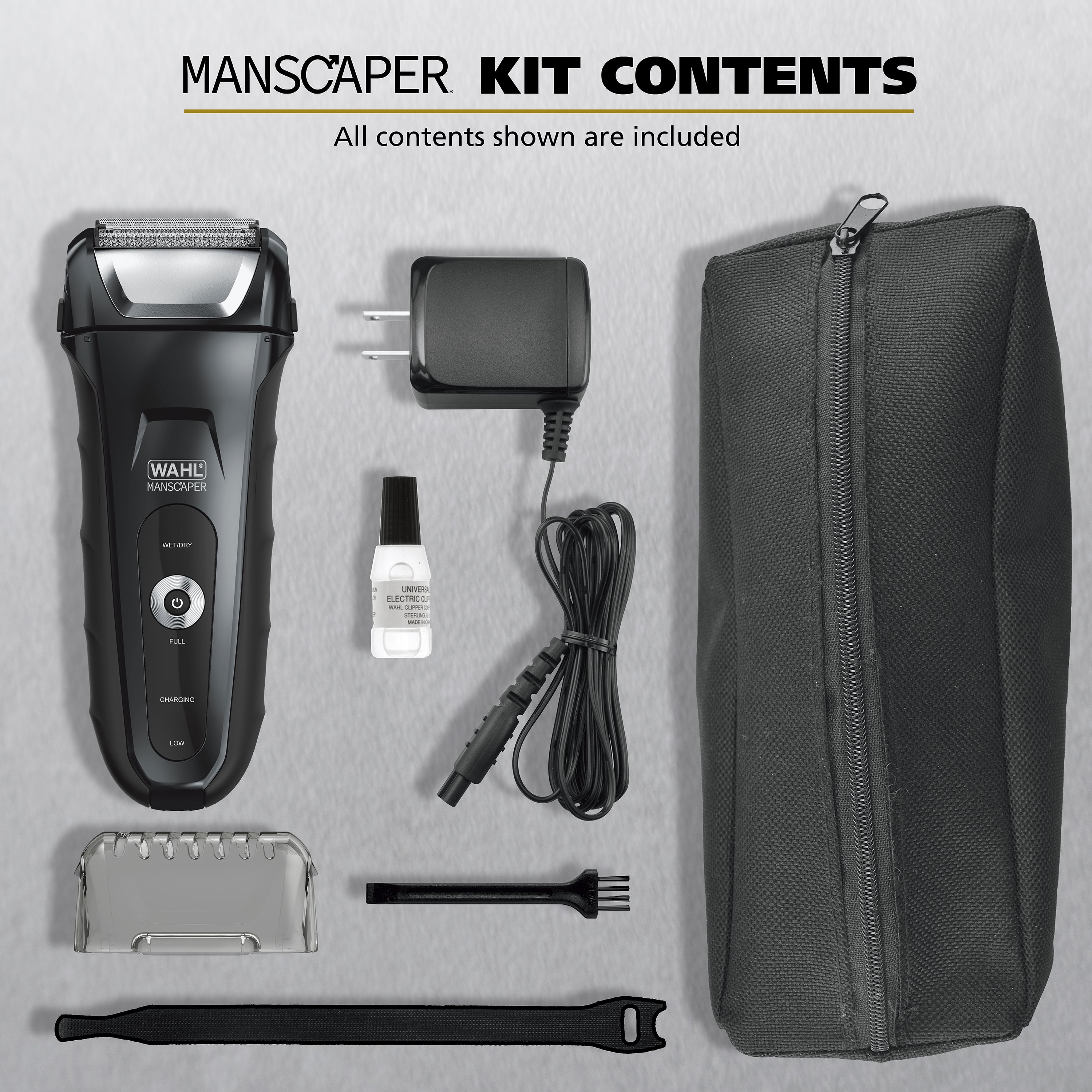 Wahl Manscaper Shaver, Lithium Ion Rechargeable, Waterproof Wet/Dry Flex Hypoallergenic Foils, for Men, 7074