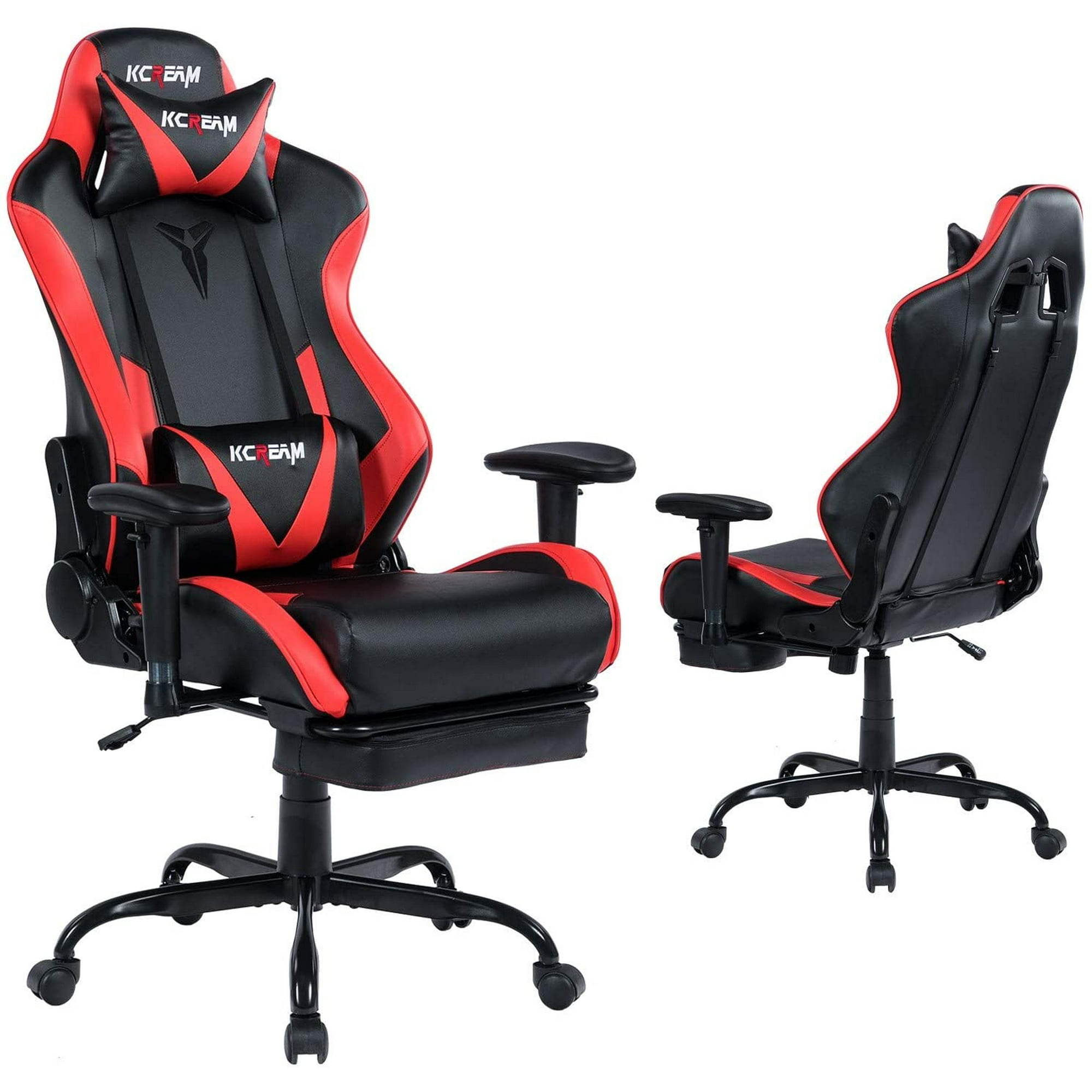 Gaming Chair Ergonomic Racing Office Computer Chair Adjustable Headrest And Lumbar Pillows Pvc Leather High Back Swivel Task Chair With Footrest Blue Walmart Canada