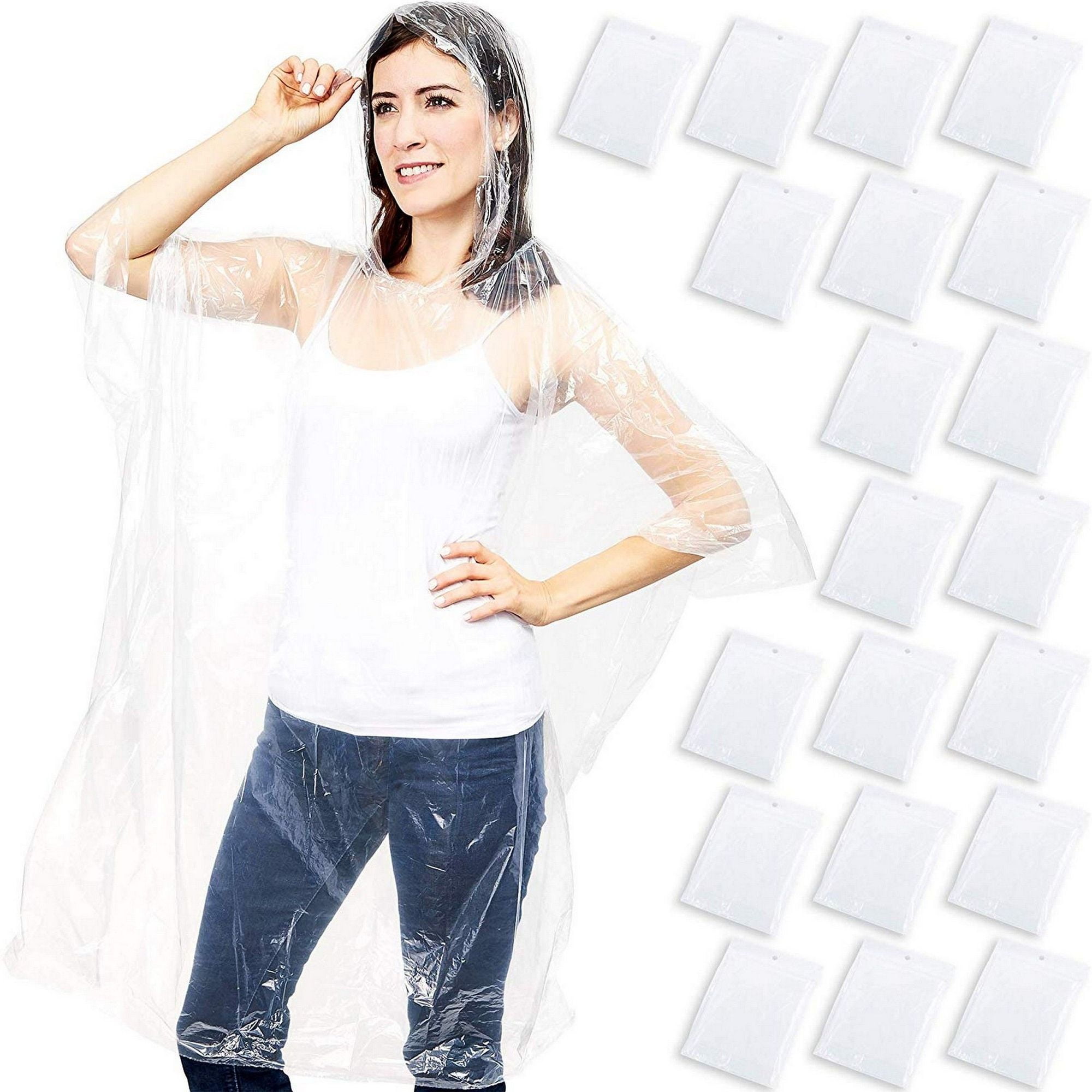 20 Pack Disposable Rain Ponchos for Adults Emergency Waterproof