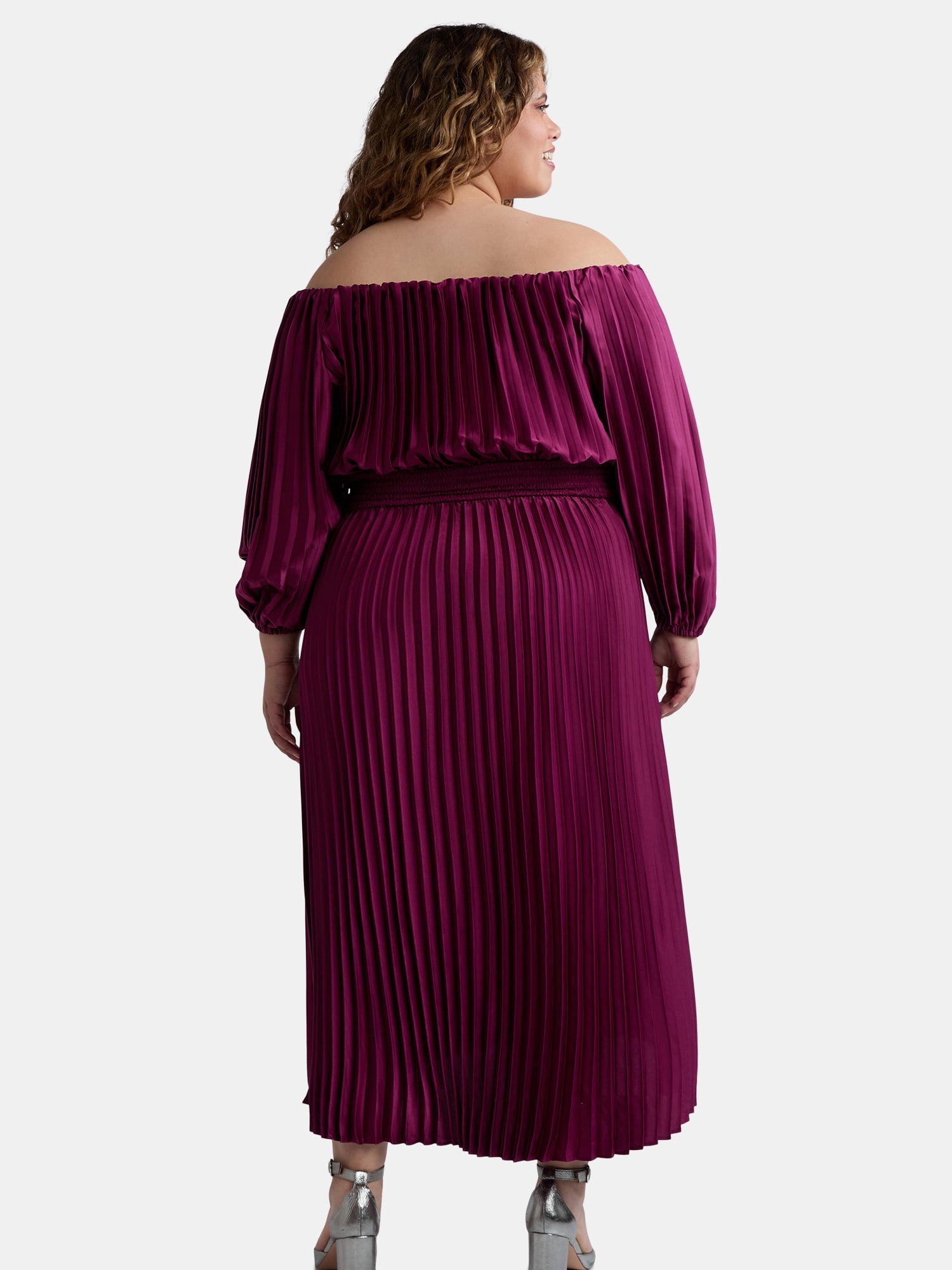 Terra & Sky Black Label Women's Plus Size Sweetheart Midi Dress, 0X-4X