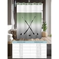 thumbnail image 6 of No Hook Cloth Fabric Shower Curtain with Snap in Liner, Sage Green Gray Ombre Waterproof Shower Curtains Set with See Through Top Window, Black Hockey Sticks Minimalist Style Bath Curtains 72"x78", 6 of 6