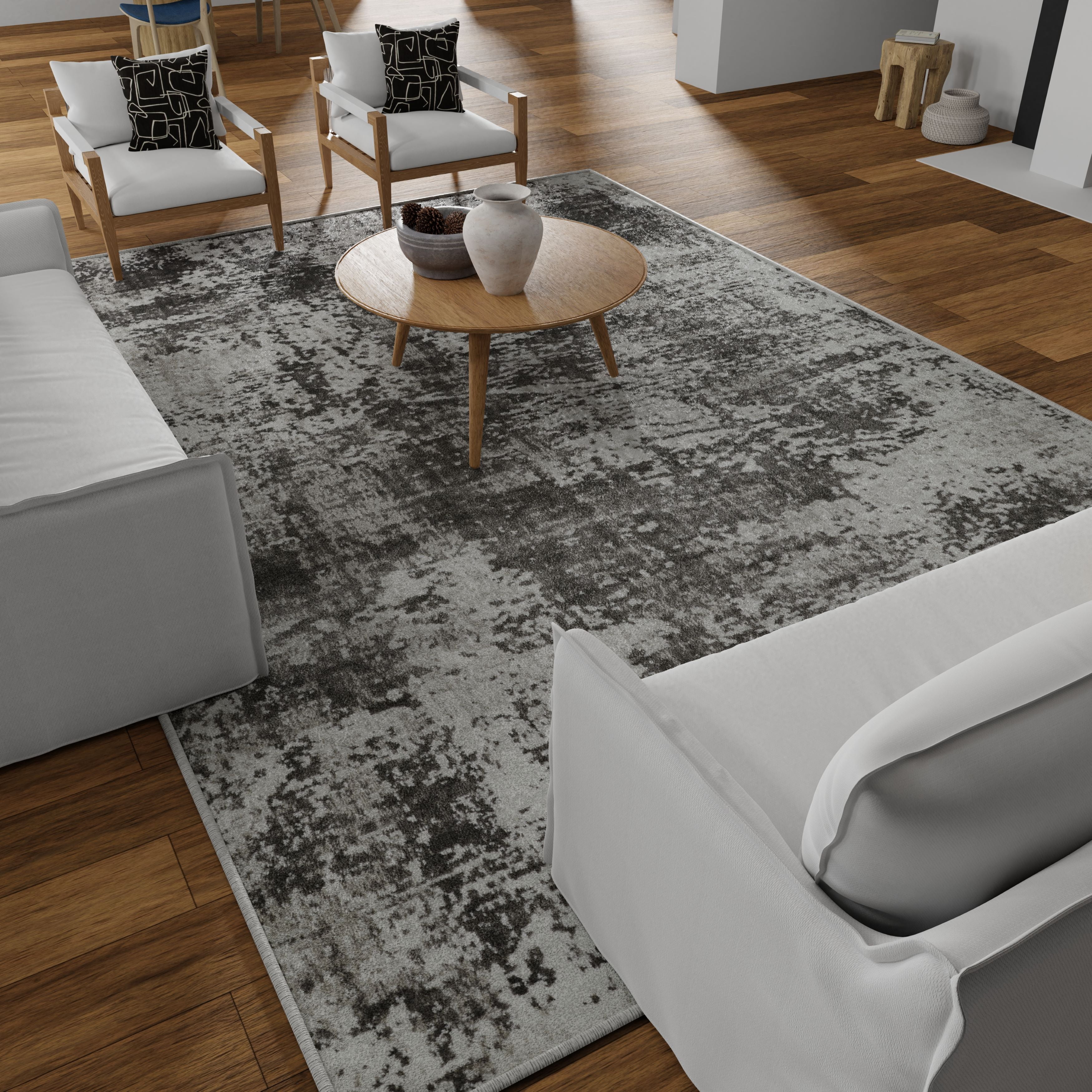 Loomaknoti Rhane Alelone 5' x 7' Gray Abstract Indoor Area Rug