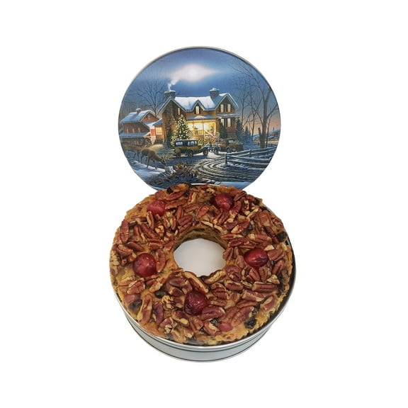 Jane Parker Fruitcake Classic Light Fruit Cake 2 Pound (32 Ounce) Ring in a Collectible Holiday Tin